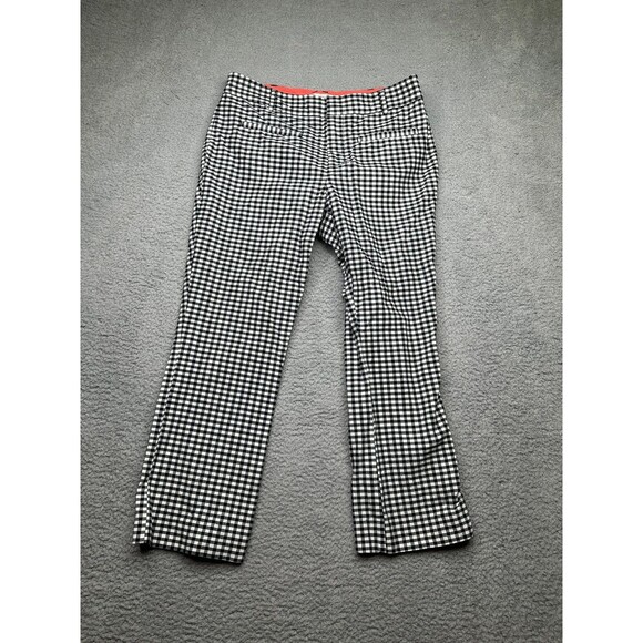 Anthropologie The Essential Crop Flare Black & White Gingham Check Pants...sz 8 - Picture 1 of 7